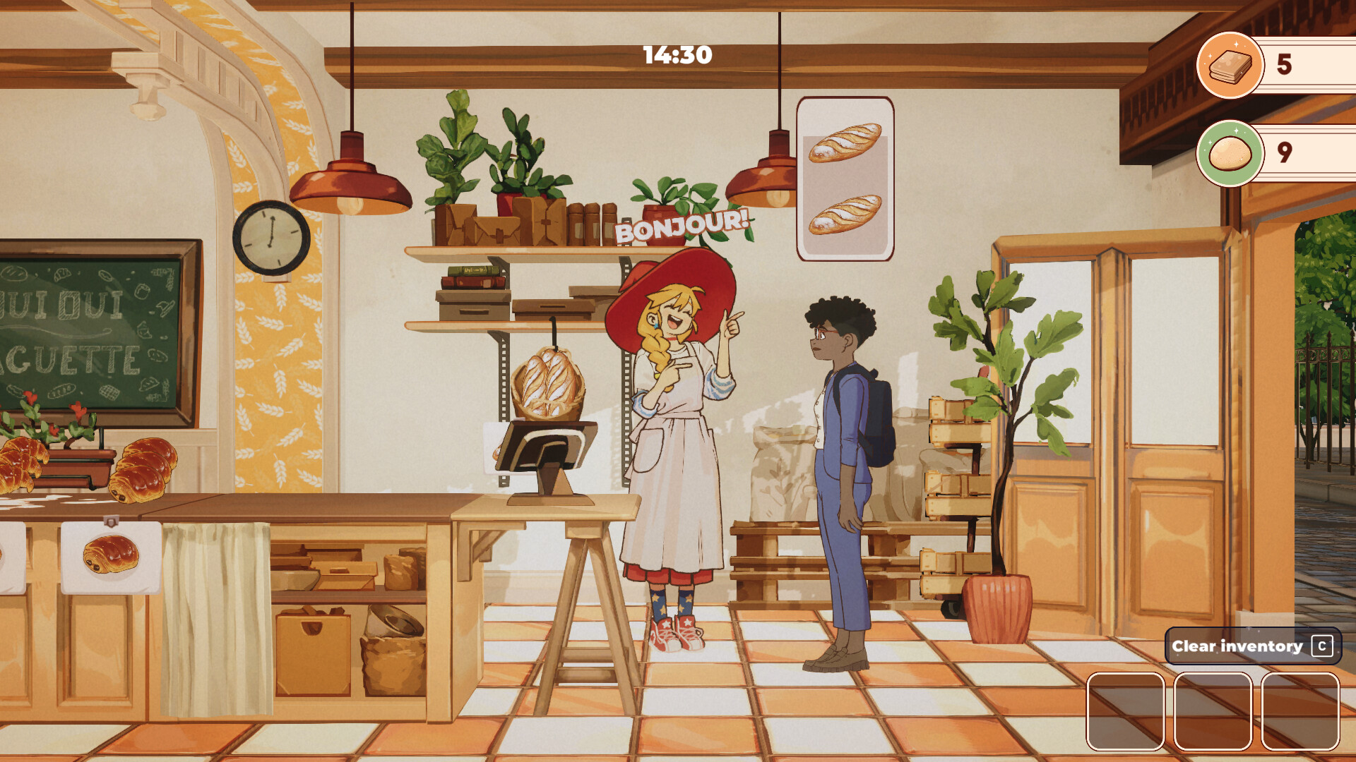 Daytime bread orders, dough counters, and the three-slot carrying tray
